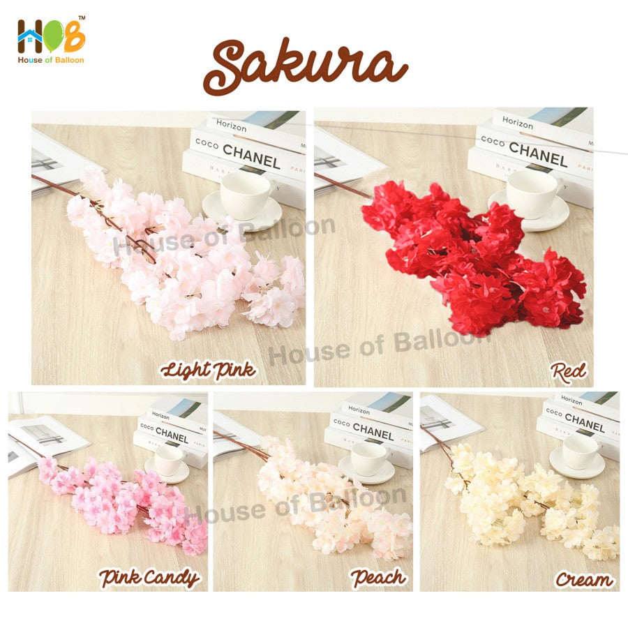 Bunga Cherry Blossom Sakura 1 Meter Artificial Flower 3 Cabang