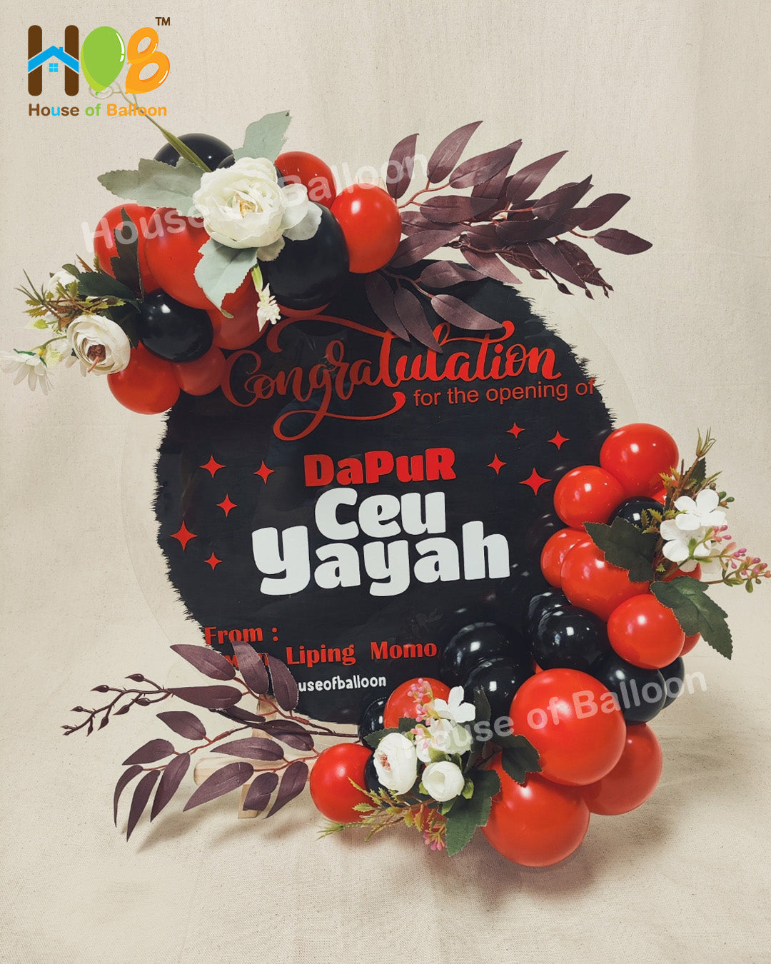 Acrylic Table Parcel Balon Bunga Small 40 cm / Papan Ucapan Bandung