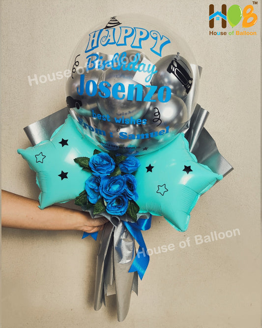 Clear Text Bouquet - Balon Bunga