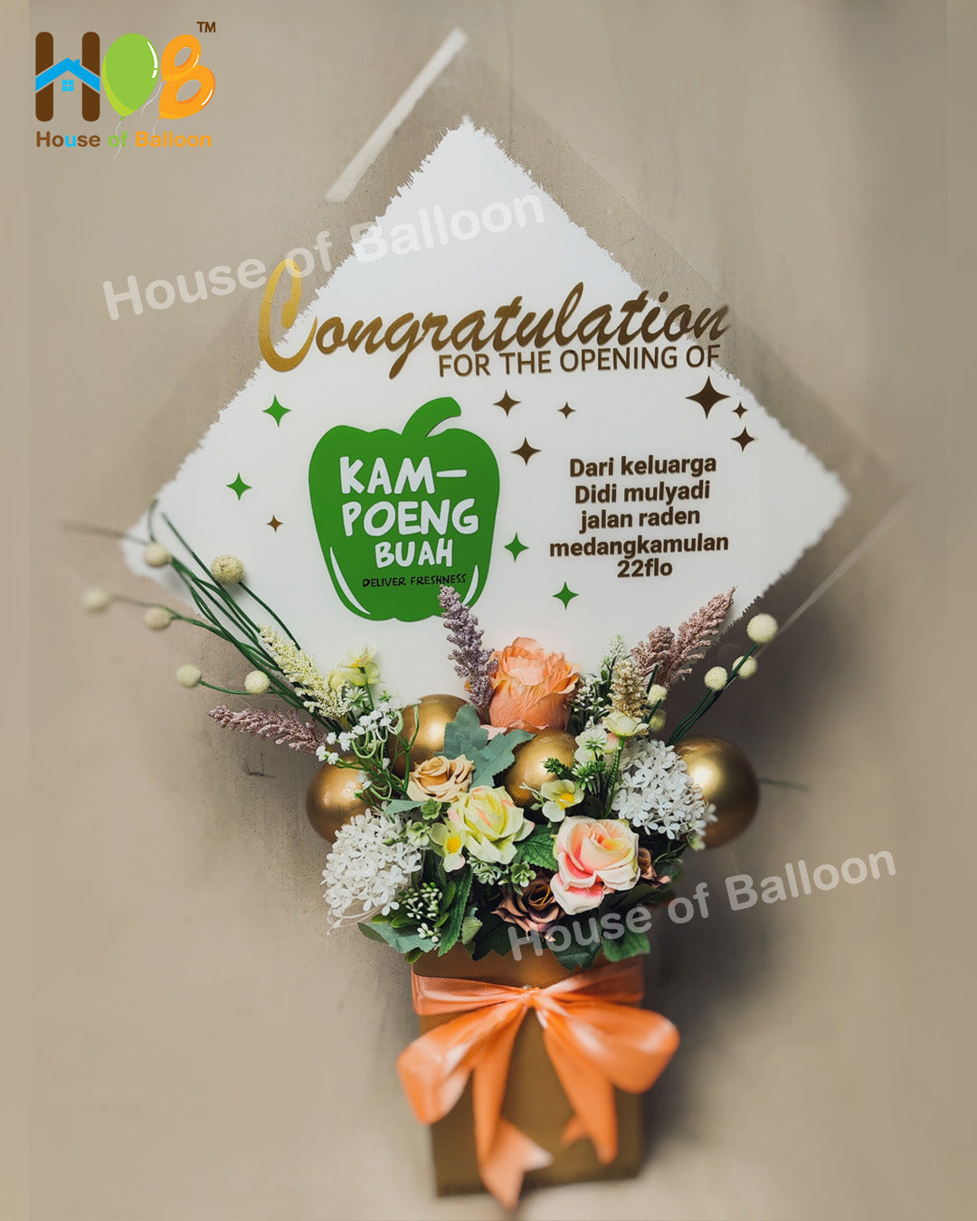 Flower Box Acrylic - Papan Ucapan Bunga Akrilik