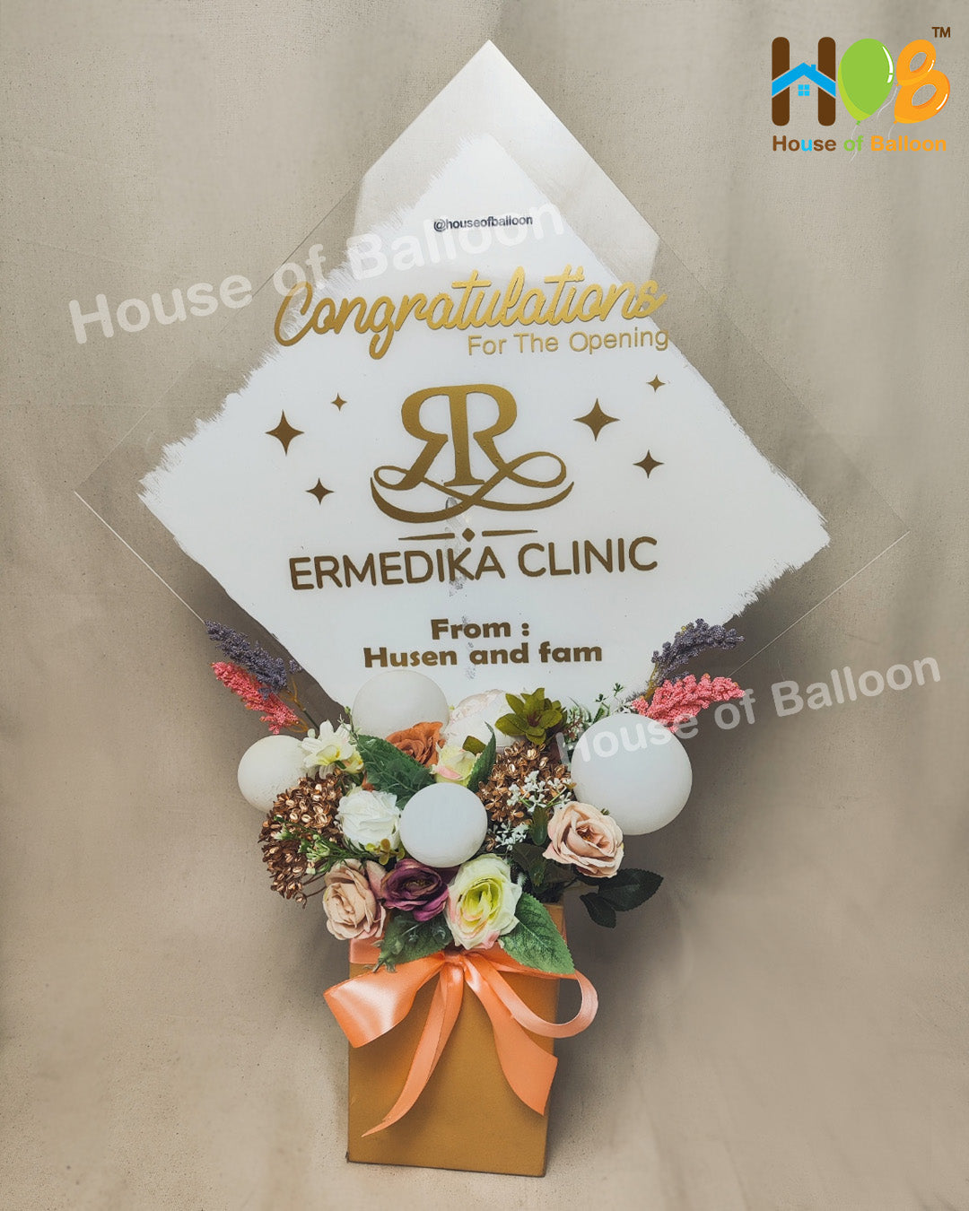 Flower Box Acrylic - Papan Ucapan Bunga Akrilik