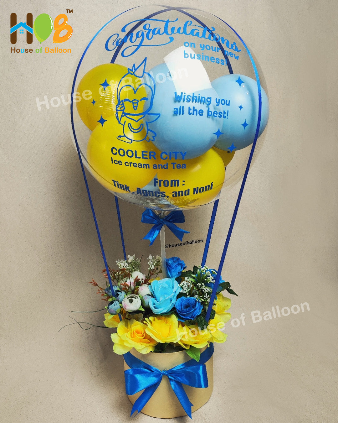Parcel Balon Gift Flower Box Clear Custom Text / Papan Ucapan Bandung