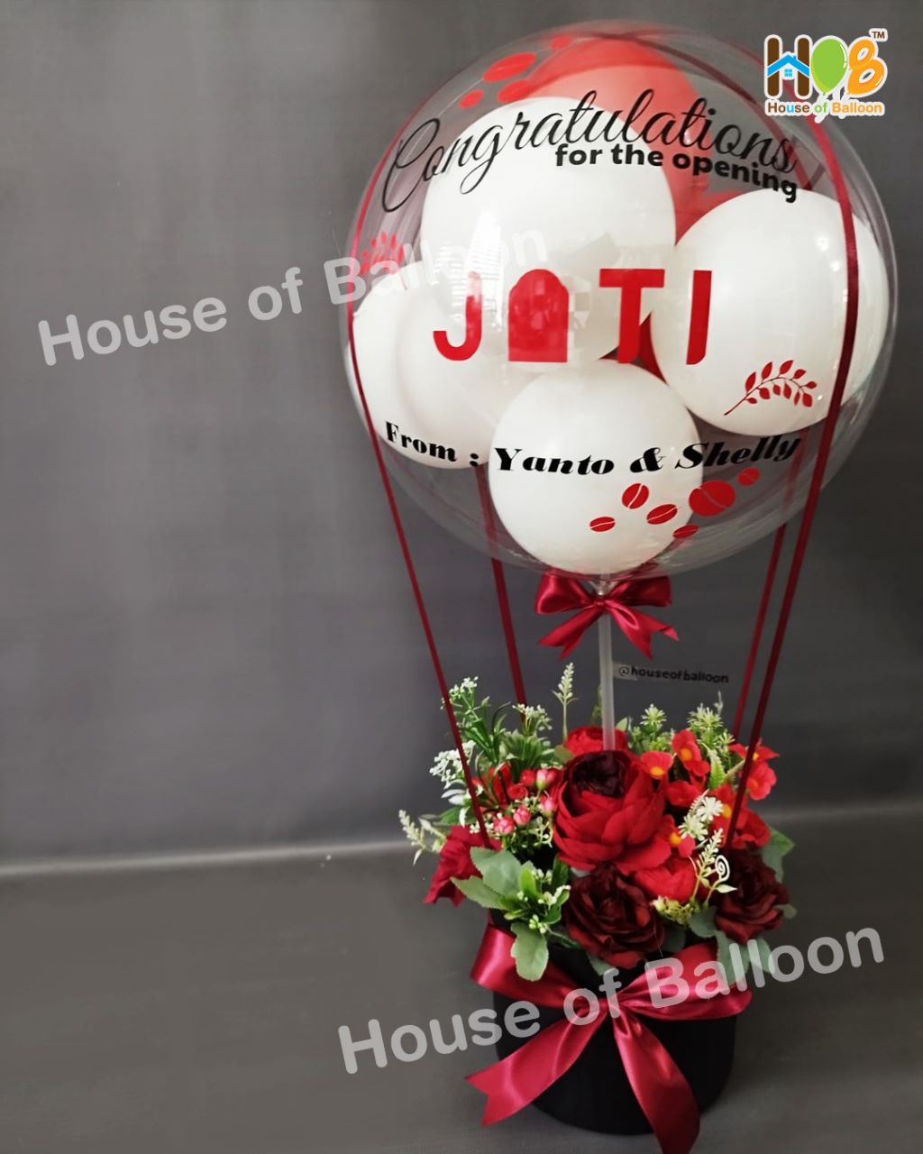 Parcel Balon Gift Flower Box Clear Custom Text / Papan Ucapan Bandung