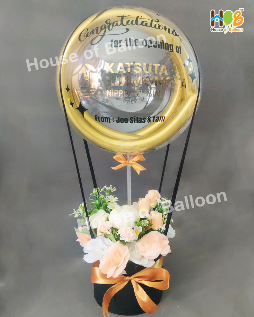 Parcel Balon Gift Flower Box Clear Custom Text / Papan Ucapan Bandung