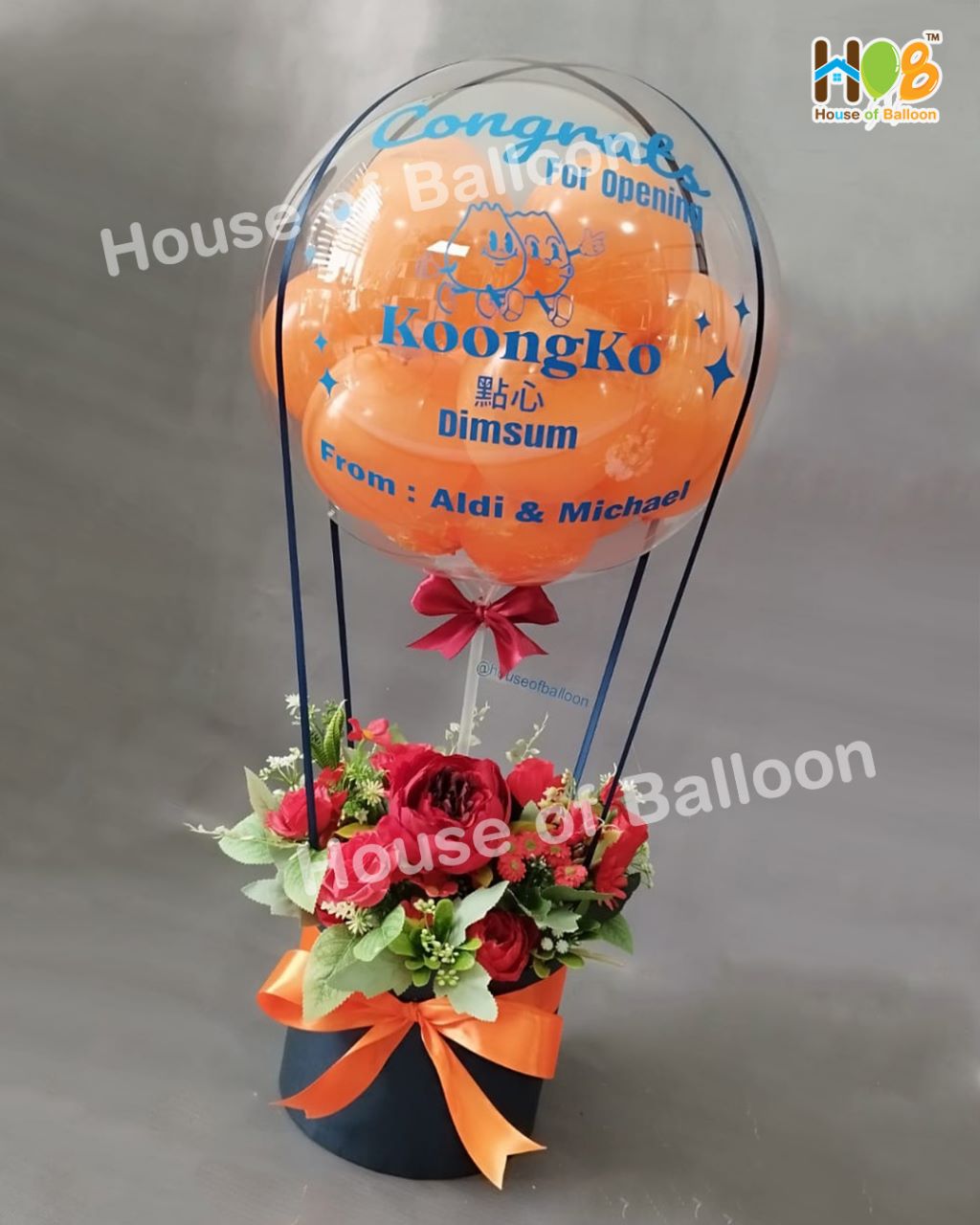 Parcel Balon Gift Flower Box Clear Custom Text / Papan Ucapan Bandung