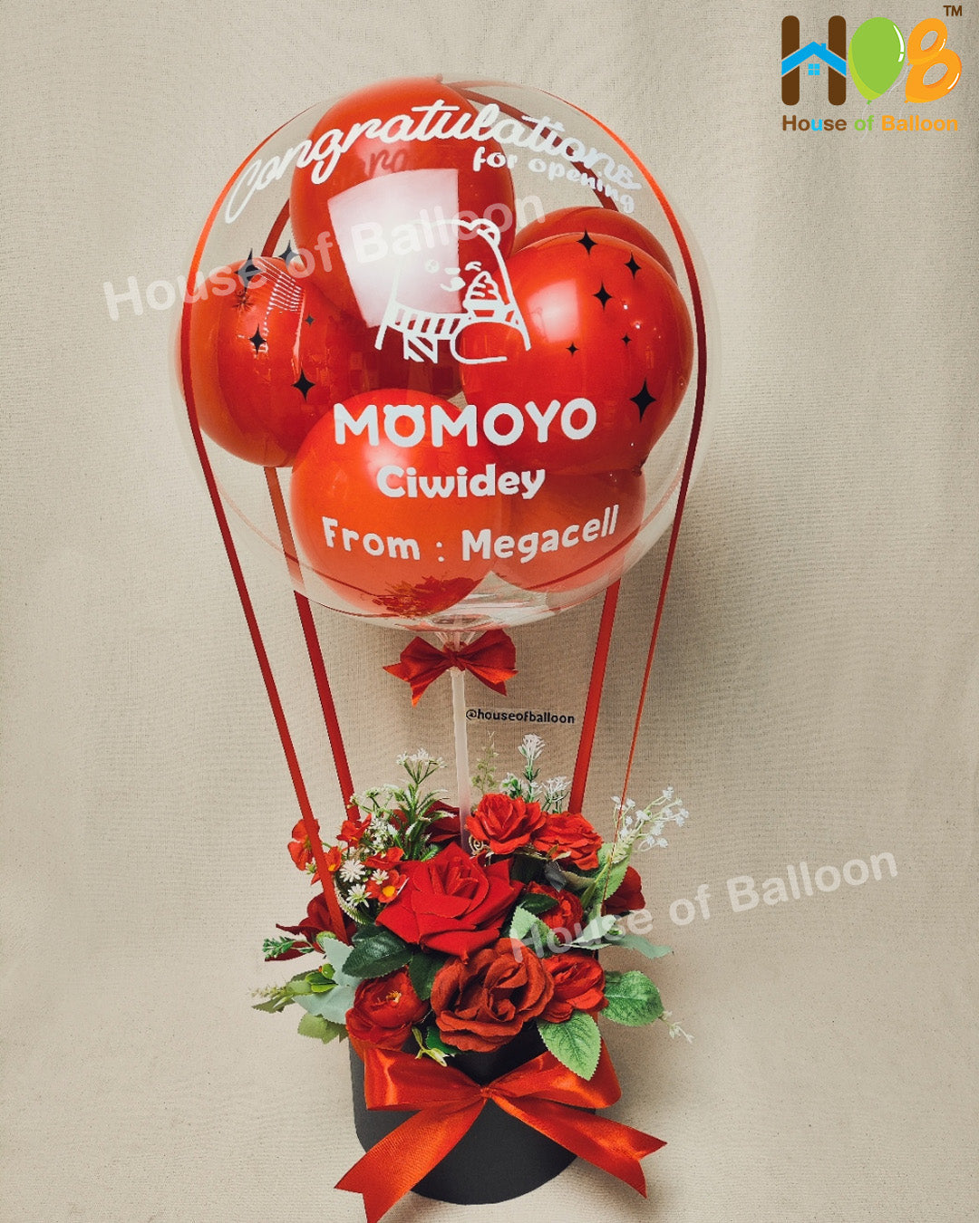 Parcel Balon Gift Flower Box Clear Custom Text / Papan Ucapan Bandung