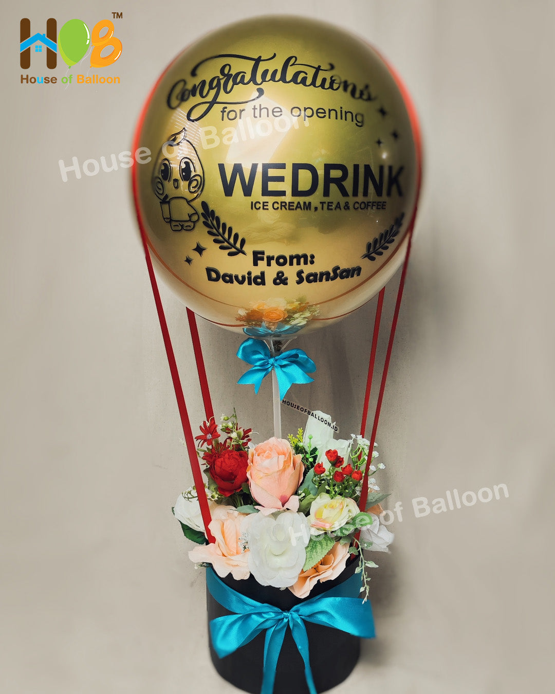 Parcel Balon Gift Flower Box Clear Custom Text / Papan Ucapan Bandung