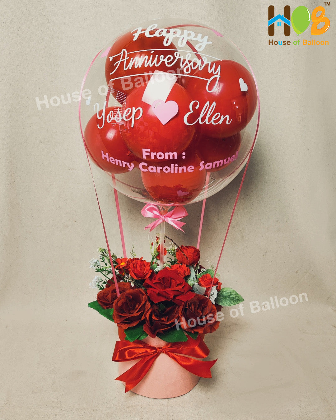 Parcel Balon Gift Flower Box Clear Custom Text / Papan Ucapan Bandung