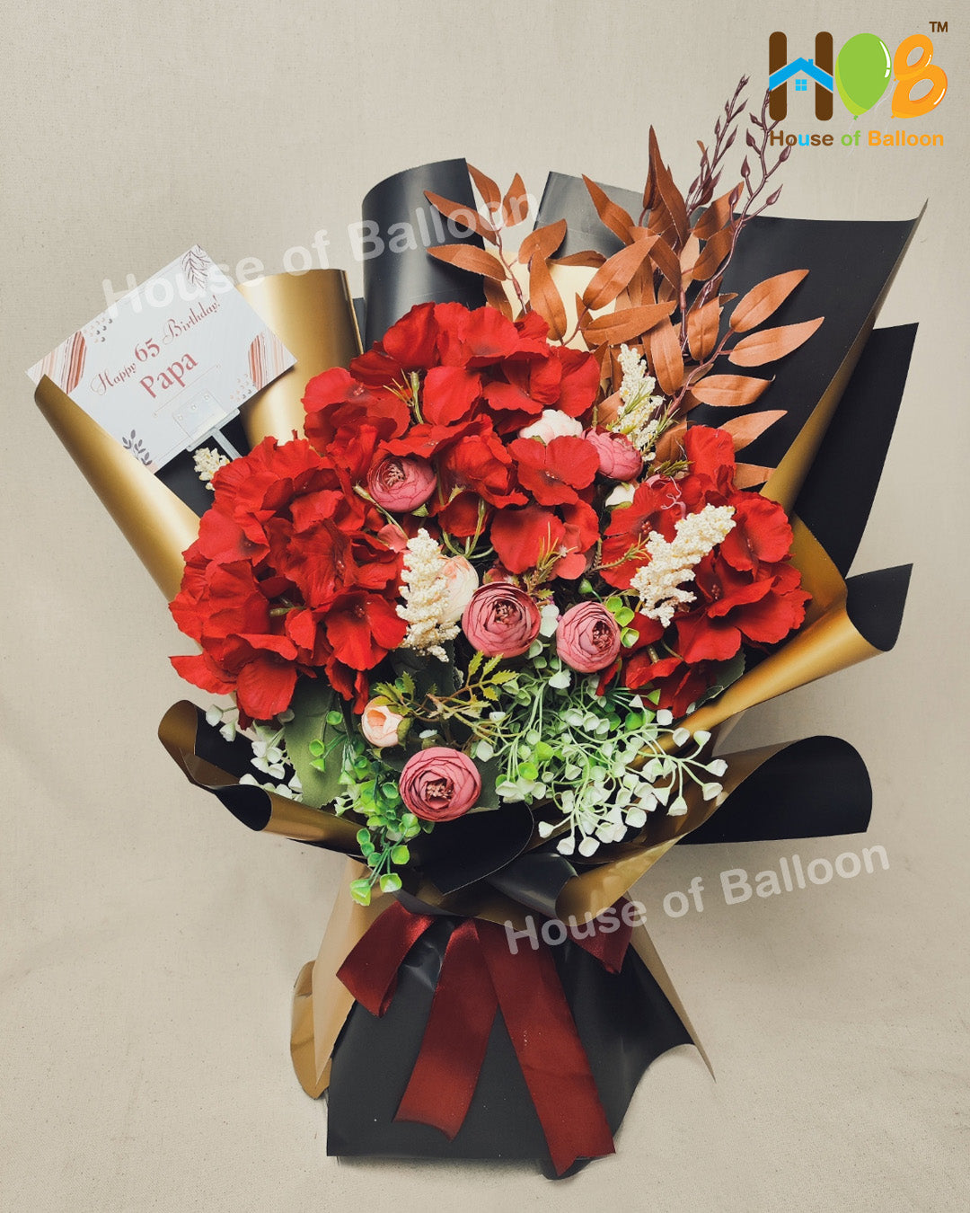 Big Buket Bunga Artificial Hydrangea Peony