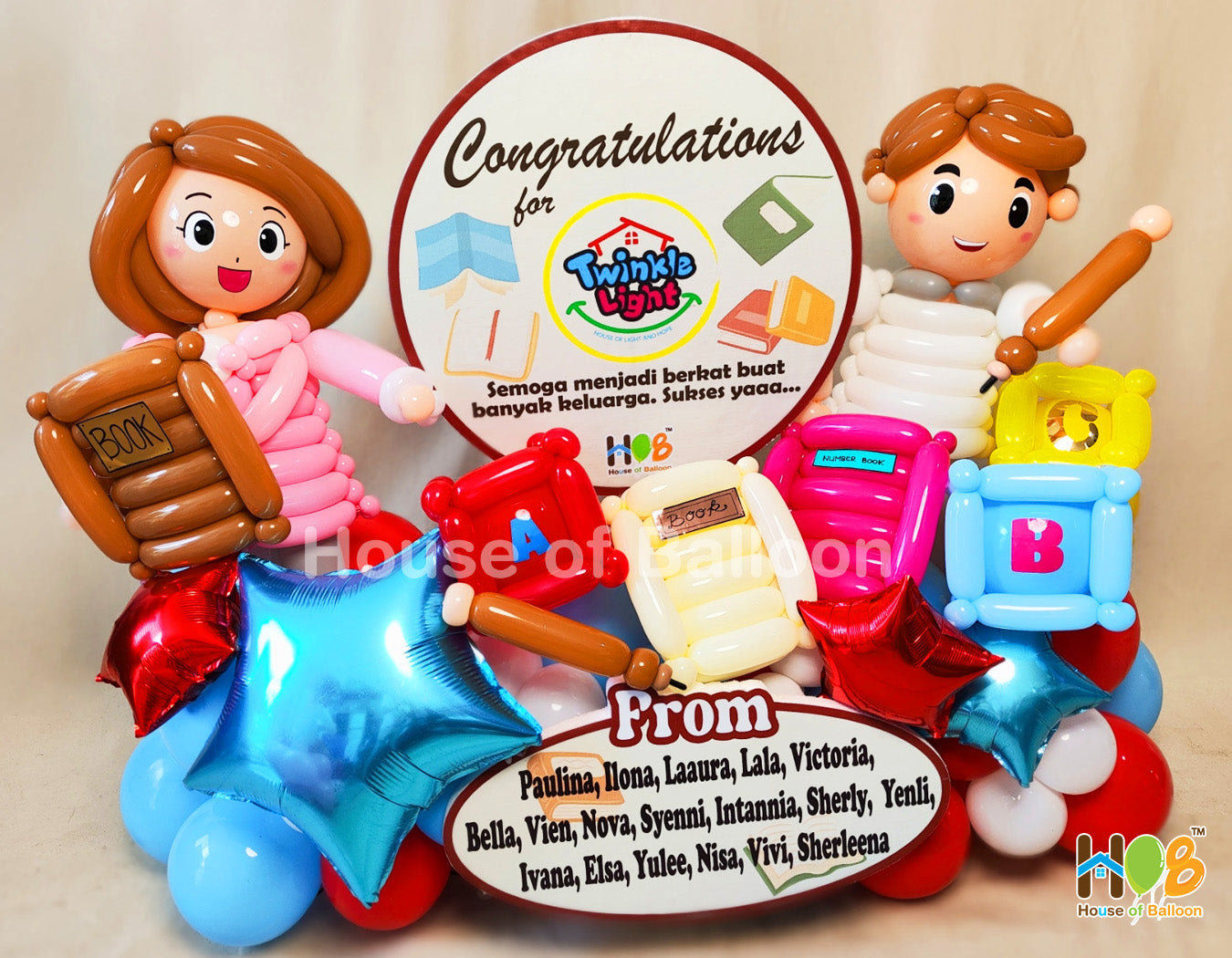 Parcel Big 2 Character Balon + Custom Sign