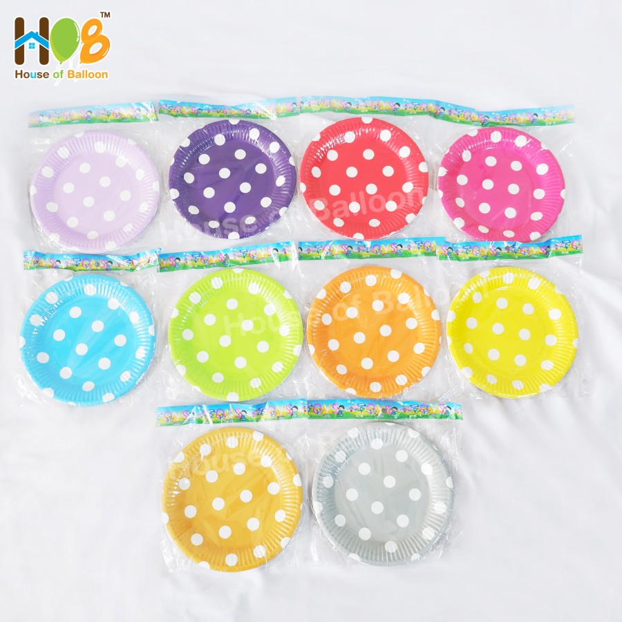 Piring Kertas Pesta Polkadot Paper Plate Party 10 pcs