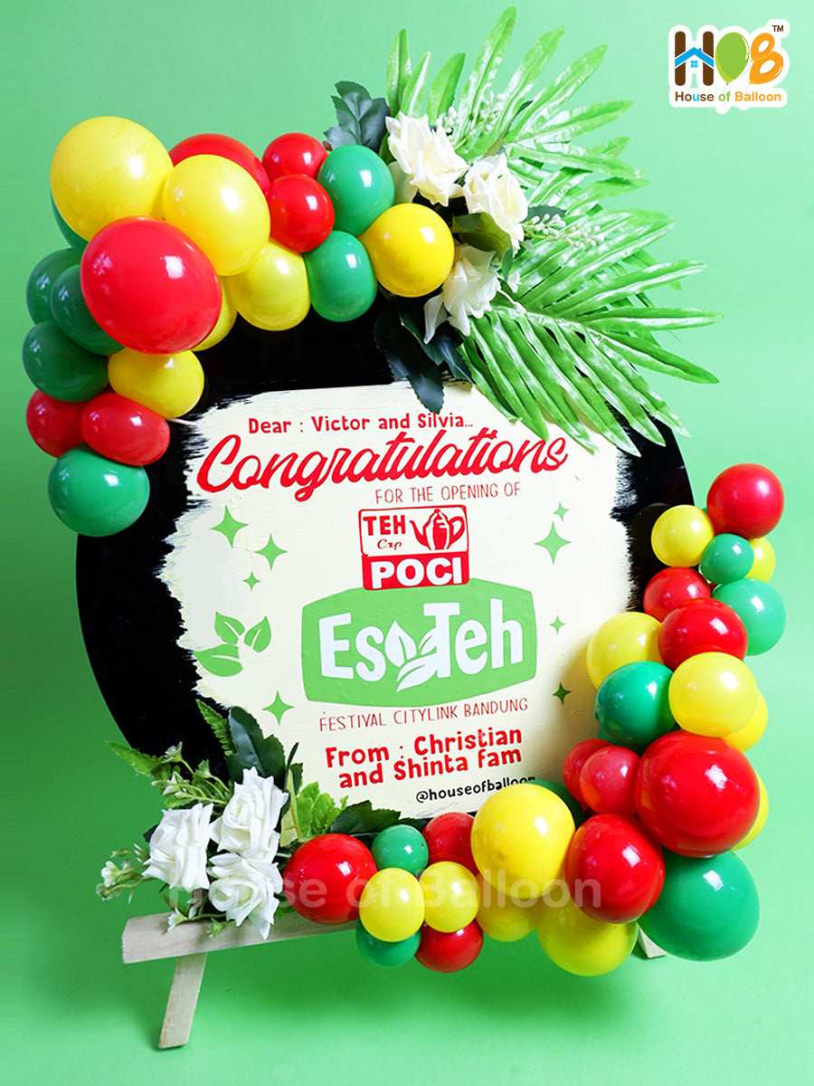 Acrylic Table Parcel Balon Bunga Small 40 cm / Papan Ucapan Bandung