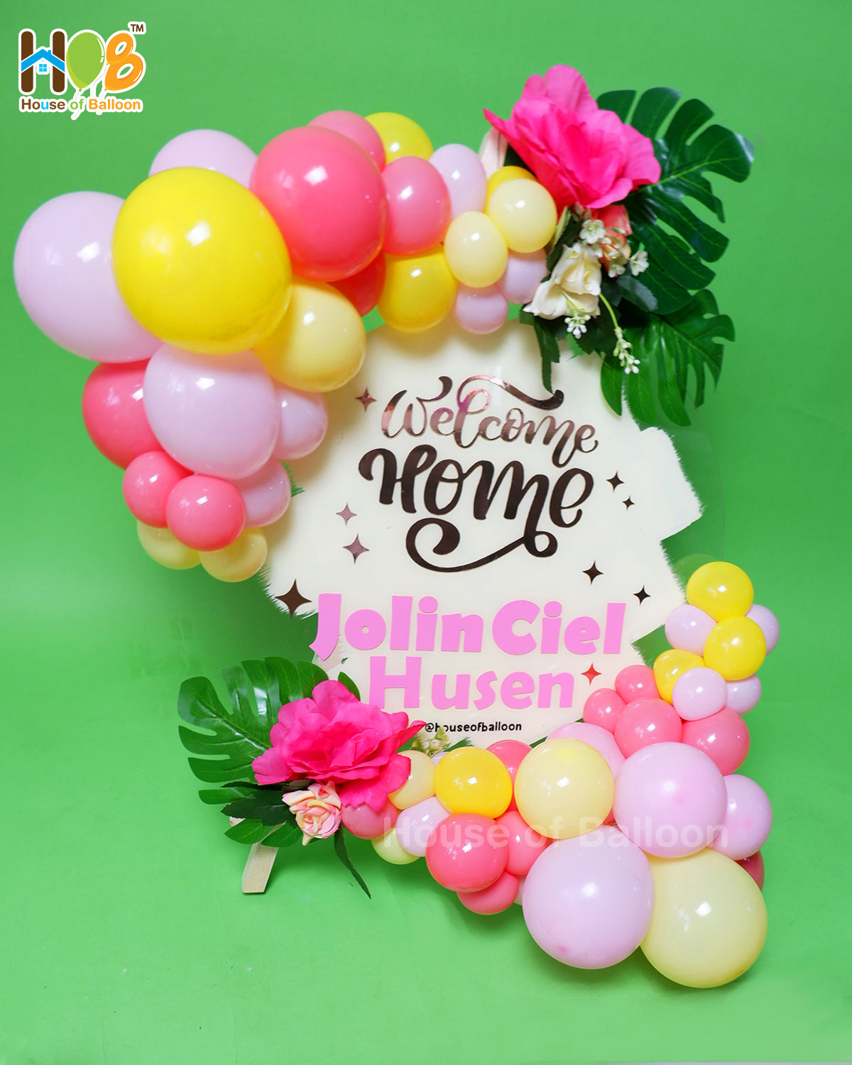 Acrylic Table Parcel Balon Bunga Small 40 cm / Papan Ucapan Bandung