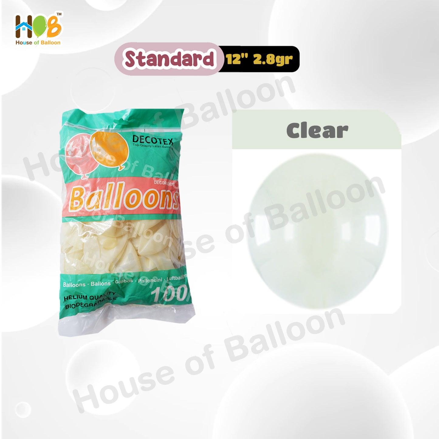 Balon Latex Decotex Tebal 2.8gr 12 inch Doft Standard