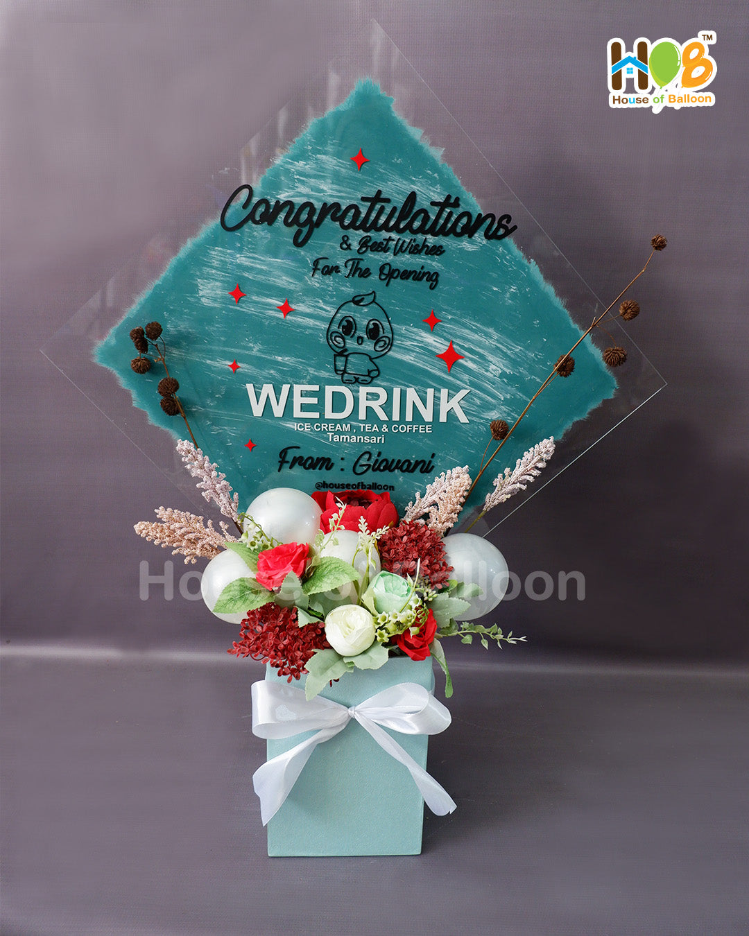 Flower Box Acrylic - Papan Ucapan Bunga Akrilik