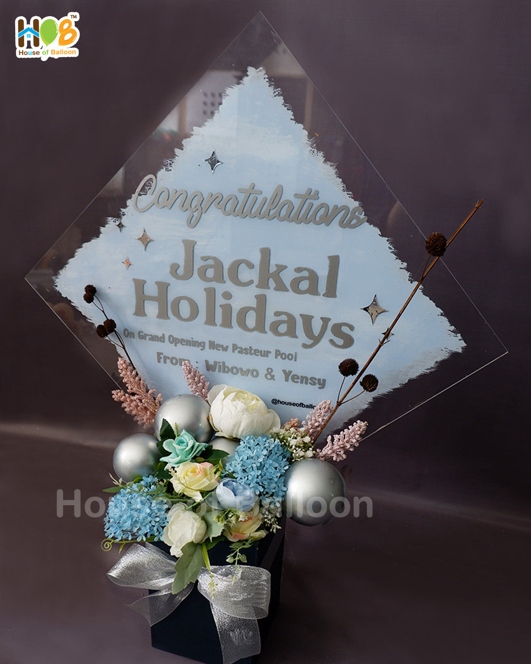 Flower Box Acrylic - Papan Ucapan Bunga Akrilik