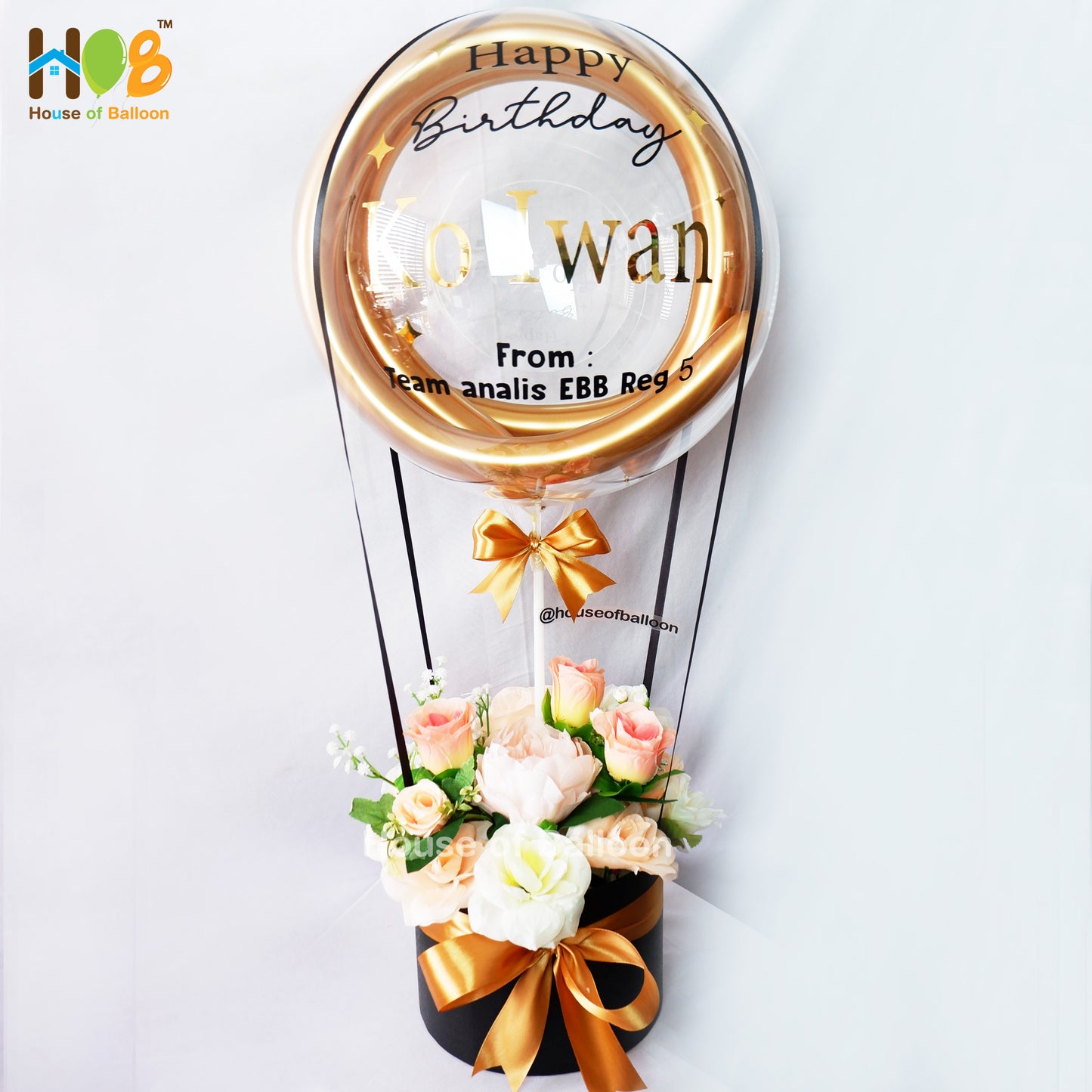Parcel Balon Gift Flower Box Clear Custom Text / Papan Ucapan Bandung