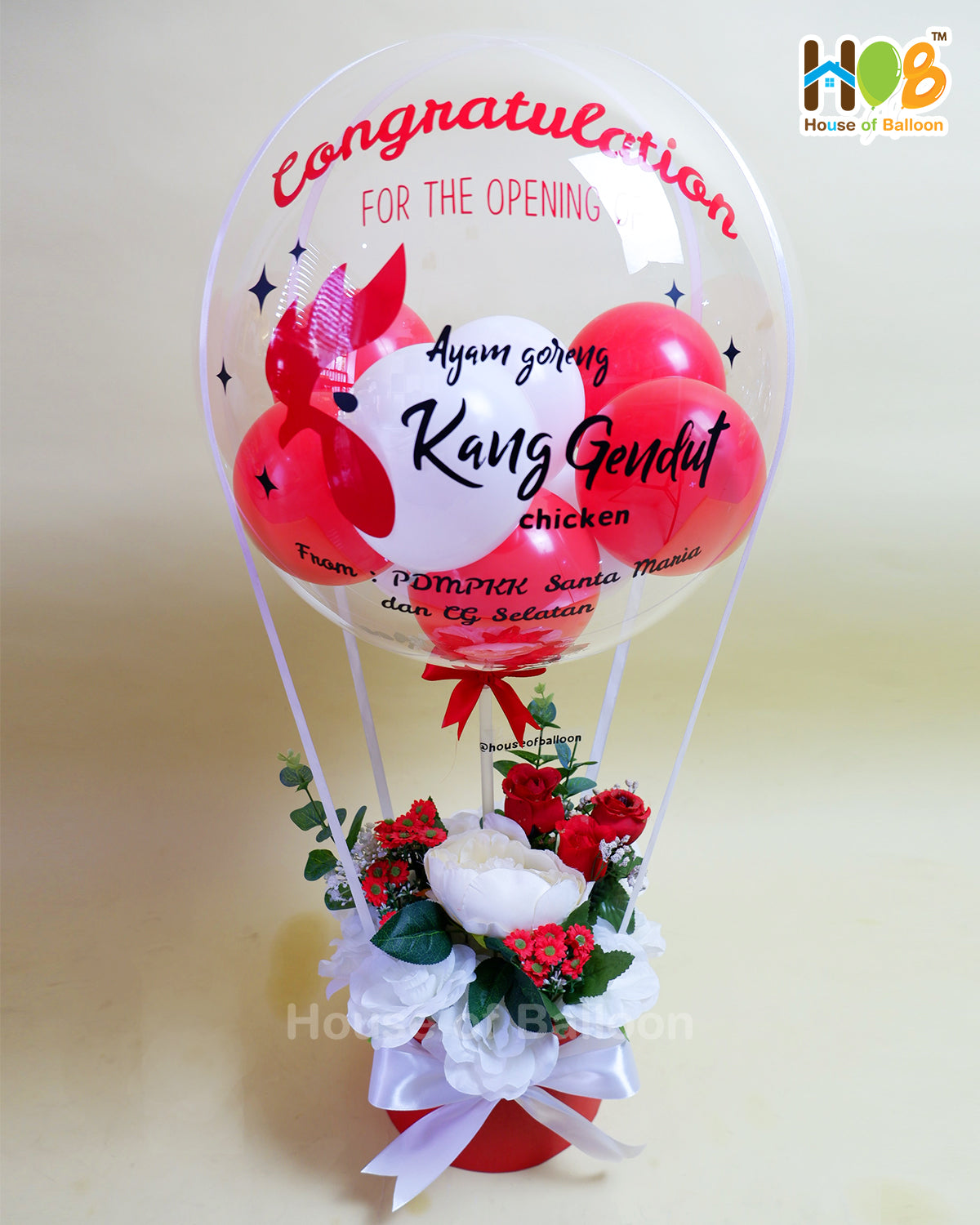 Parcel Balon Gift Flower Box Clear Custom Text / Papan Ucapan Bandung