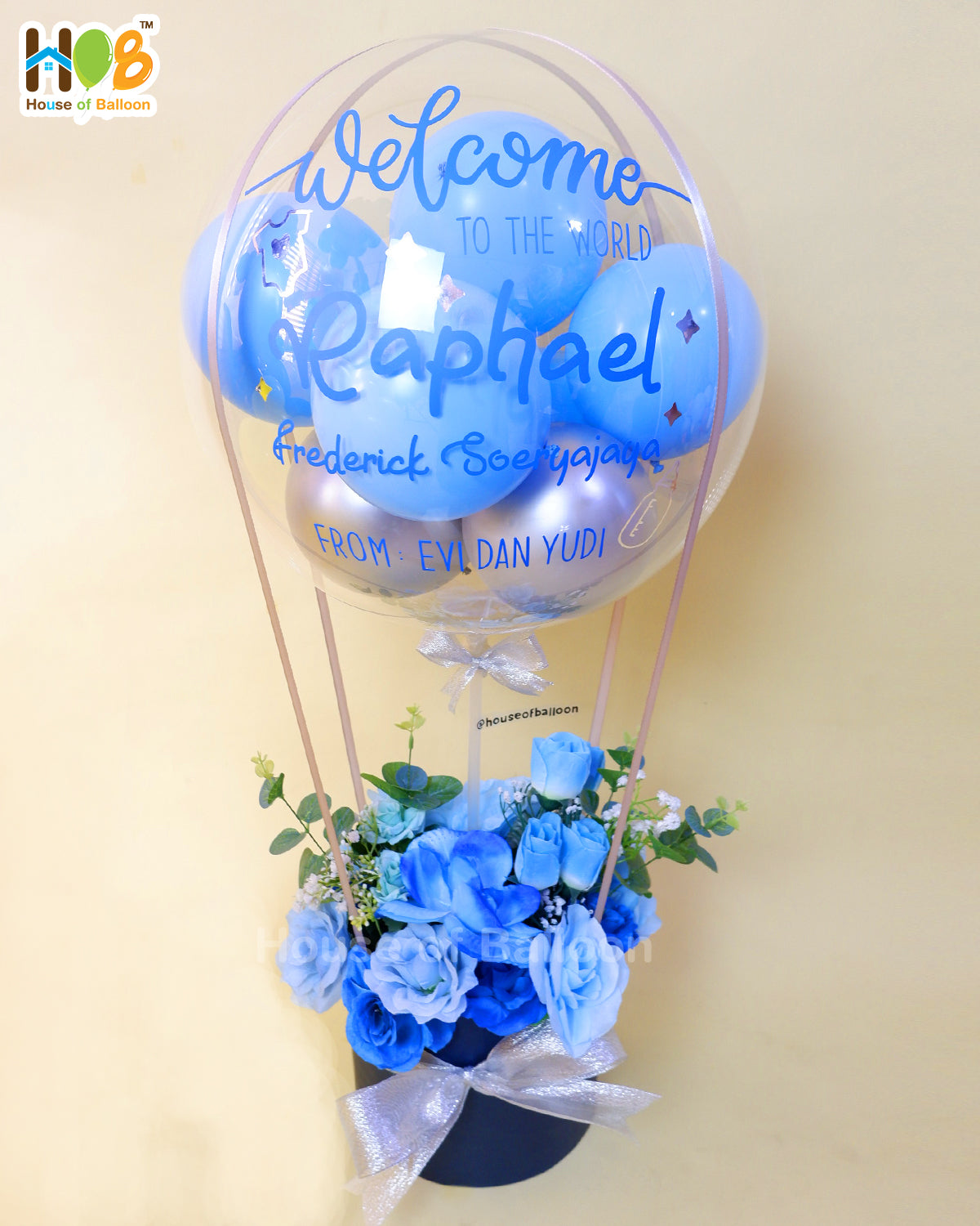 Parcel Balon Gift Flower Box Clear Custom Text / Papan Ucapan Bandung