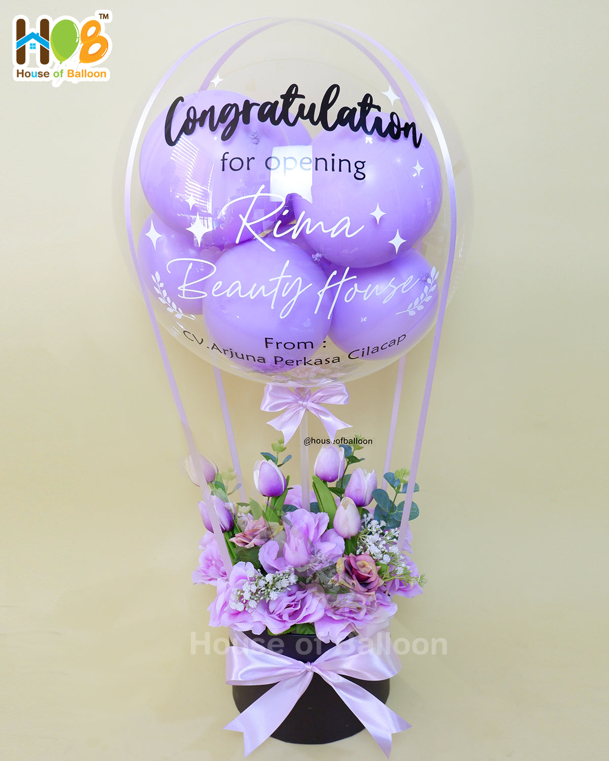 Parcel Balon Gift Flower Box Clear Custom Text / Papan Ucapan Bandung