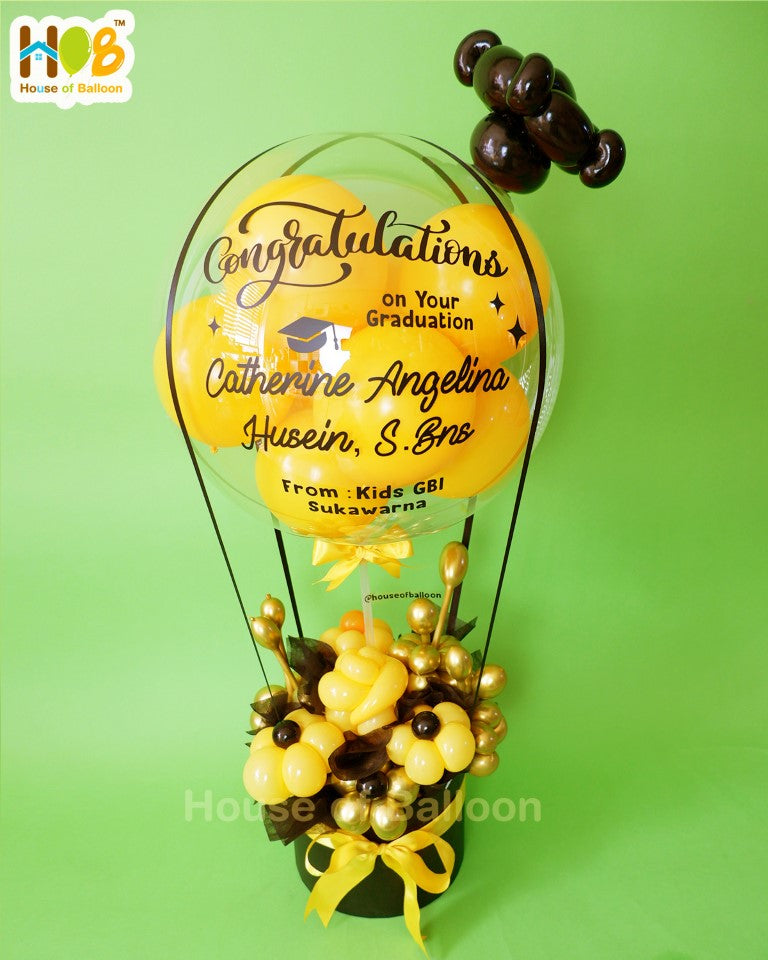 Parcel Balon Gift Flower Box Clear Custom Text / Papan Ucapan Bandung