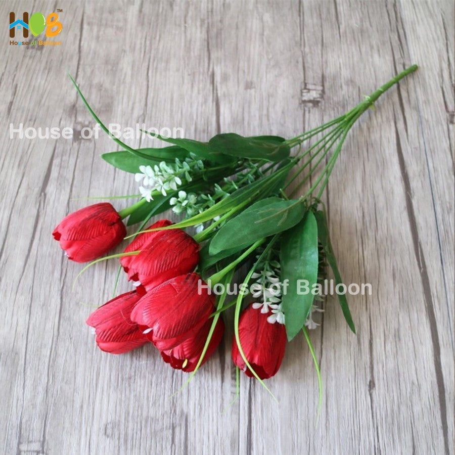 Bunga Artificial Tulip Plastik Artificial Flower Dekorasi 1 Tangkai 7 Kuntum