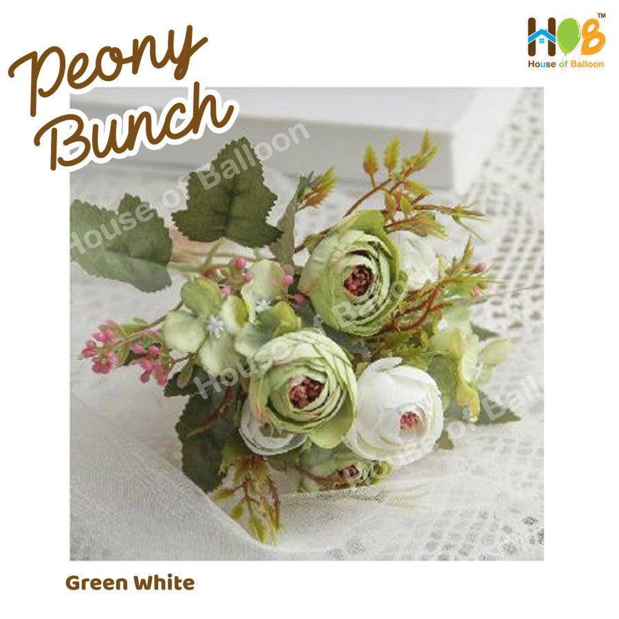 Bunga Artificial Peony Bunch Rustic 8 Kuntum - Vintage Rustic
