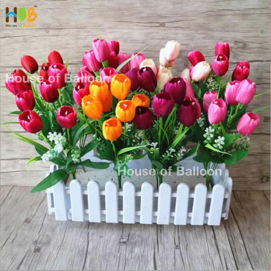 Bunga Artificial Tulip Plastik Artificial Flower Dekorasi 1 Tangkai 7 Kuntum