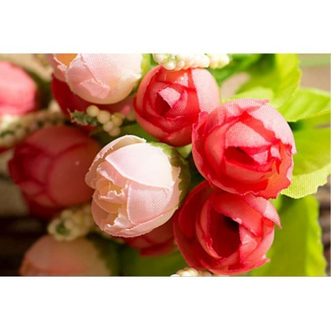 Bunga Artificial Rose 1 Tangkai - 15 Pcs Bunga Plastik C15 Artificial