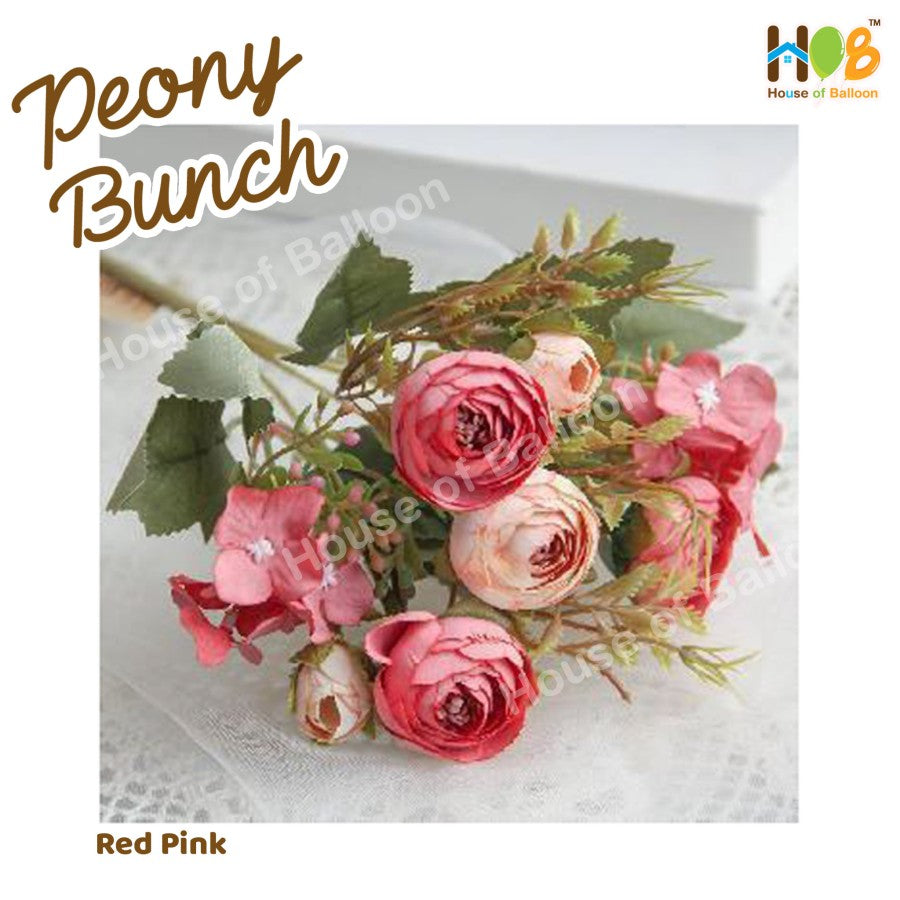 Bunga Artificial Peony Bunch Rustic 8 Kuntum - Vintage Rustic