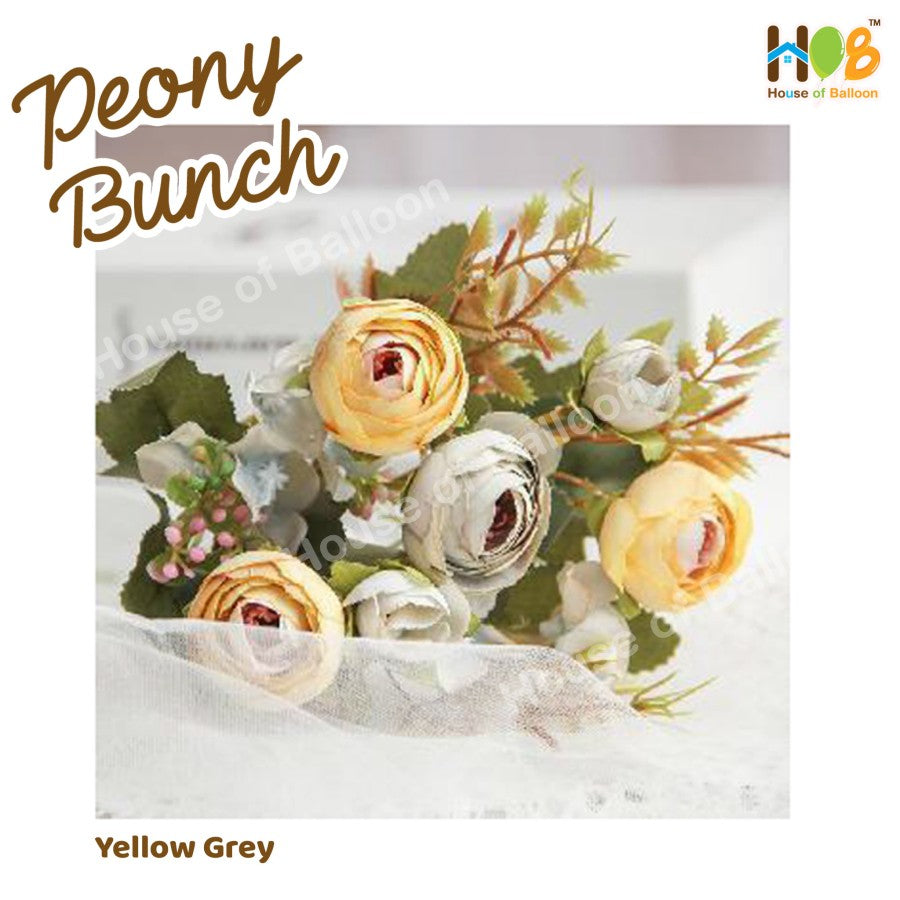 Bunga Artificial Peony Bunch Rustic 8 Kuntum - Vintage Rustic