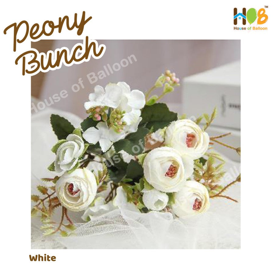 Bunga Artificial Peony Bunch Rustic 8 Kuntum - Vintage Rustic