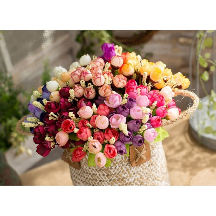Bunga Artificial Rose 1 Tangkai - 15 Pcs Bunga Plastik C15 Artificial