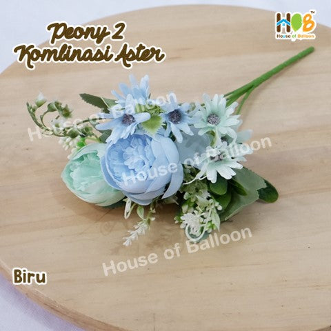 Peony Besar Kombinasi Aster Bunga Artificial Flower 8 Kuncup