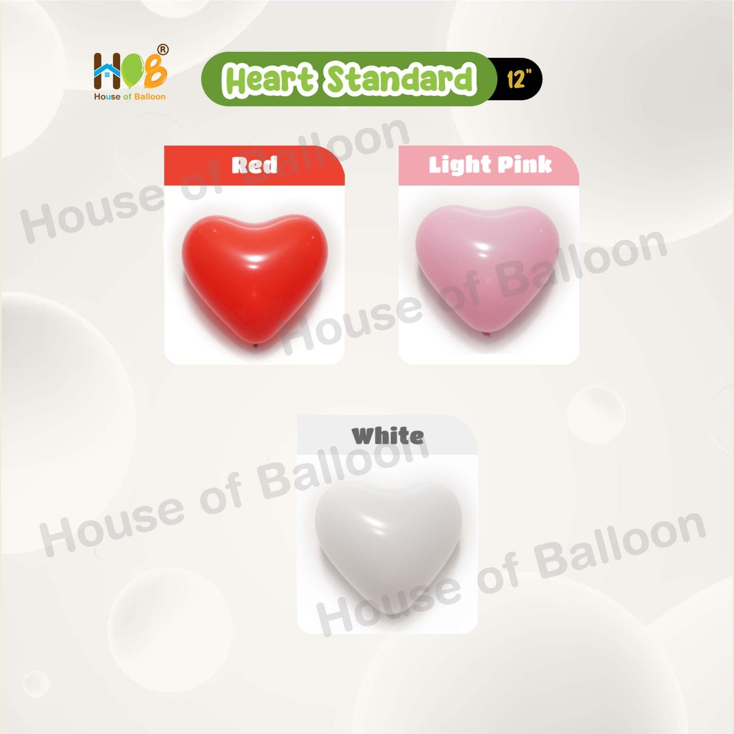 Balon Latex Premium Tebal Heart 10 Inch Doft Standard