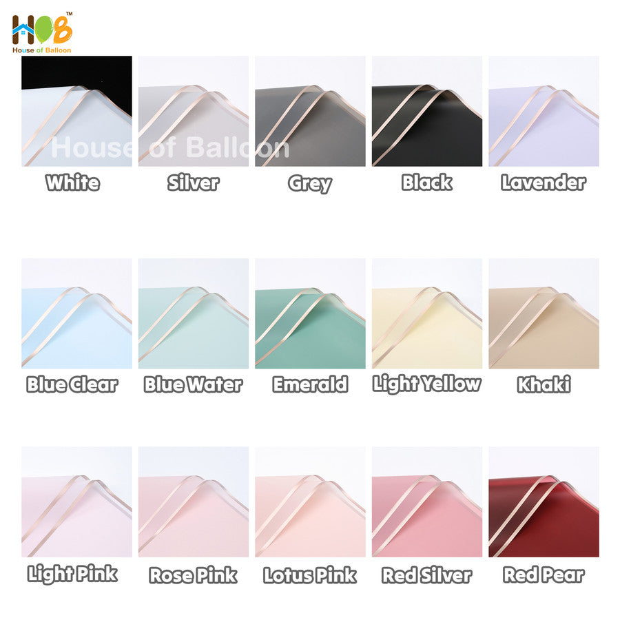Cellophane Paper Flower Wrapping Kertas Bouquet Buket Bunga List Gold