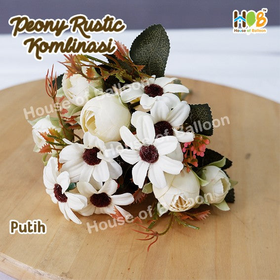 Bunga Artificial Peony Kombinasi Anggrek - Rustic Vintage