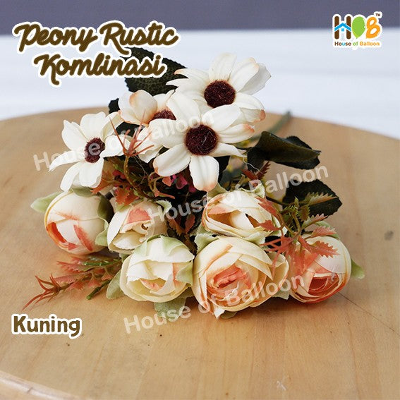 Bunga Artificial Peony Kombinasi Anggrek - Rustic Vintage