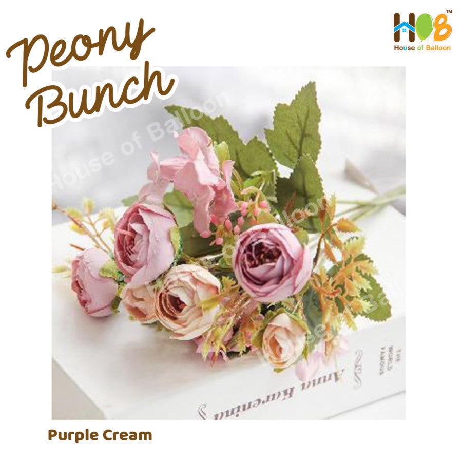Bunga Artificial Peony Bunch Rustic 8 Kuntum - Vintage Rustic