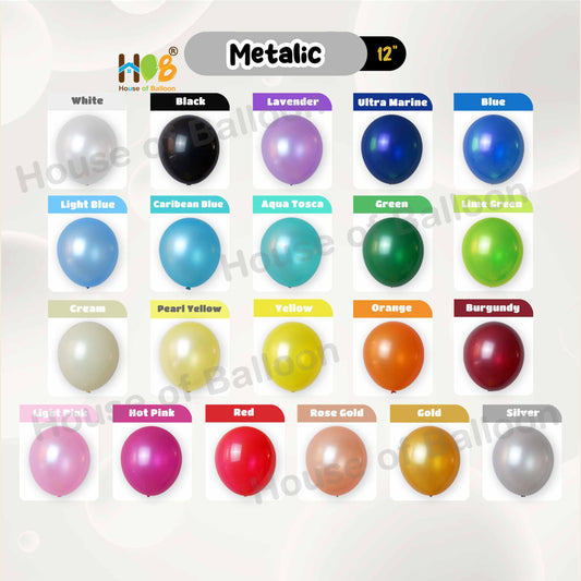 Balon Latex Premium Tebal 12 inch Metalik