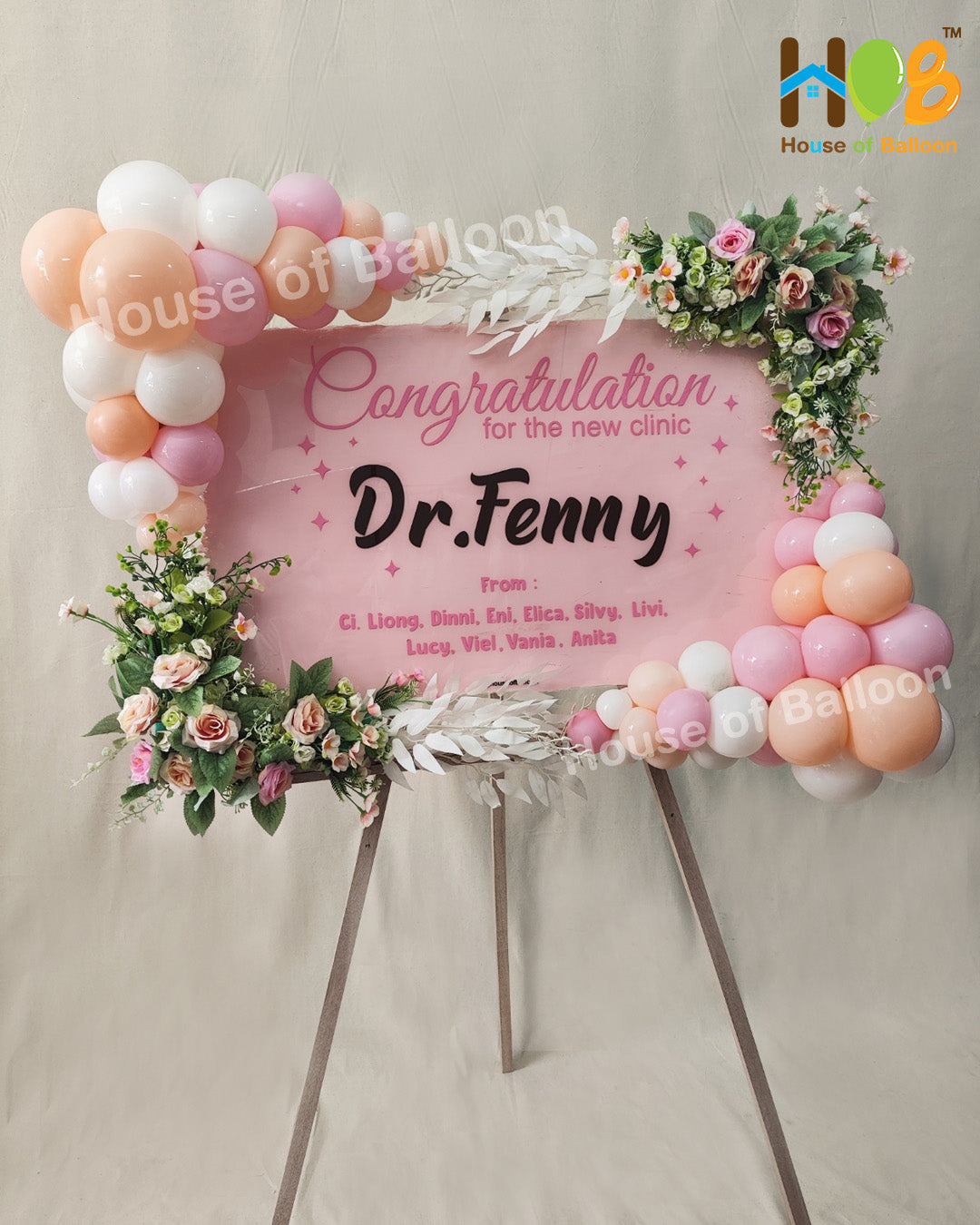 Acrylic Flower Standing Parcel Big 100 cm x 140 cm / Papan Ucapan Bandung