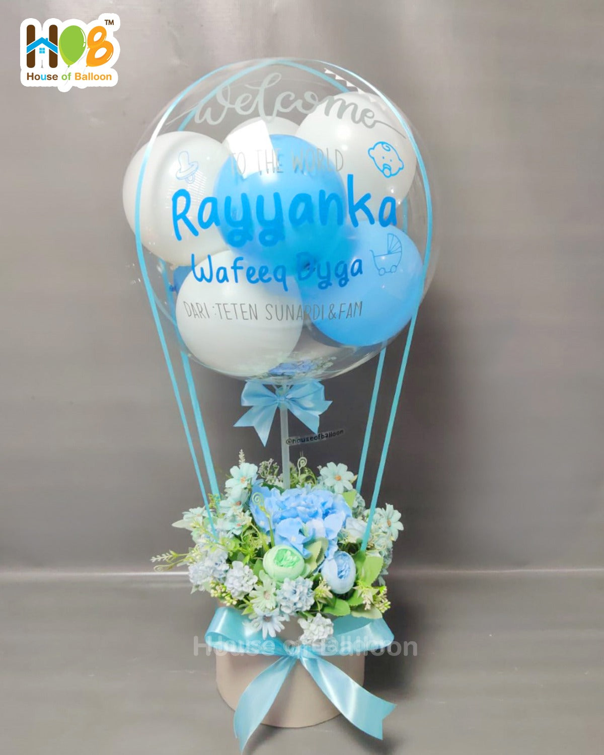 Parcel Balon Gift Flower Box Clear Custom Text / Papan Ucapan Bandung