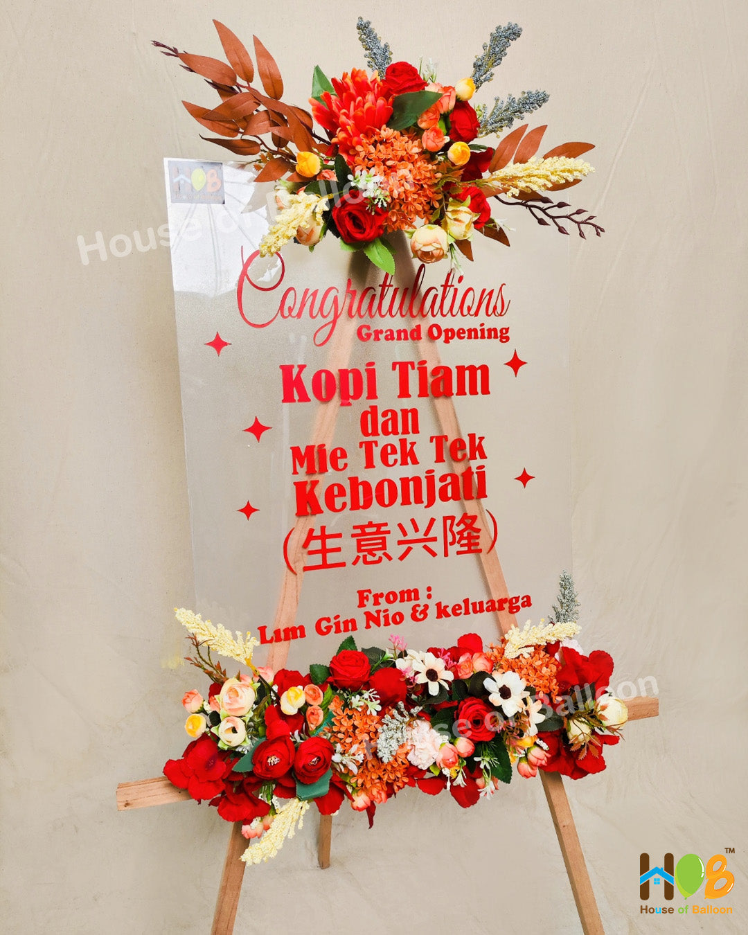 Flower Stand Acrylic - Papan Ucapan Acrylic Bunga