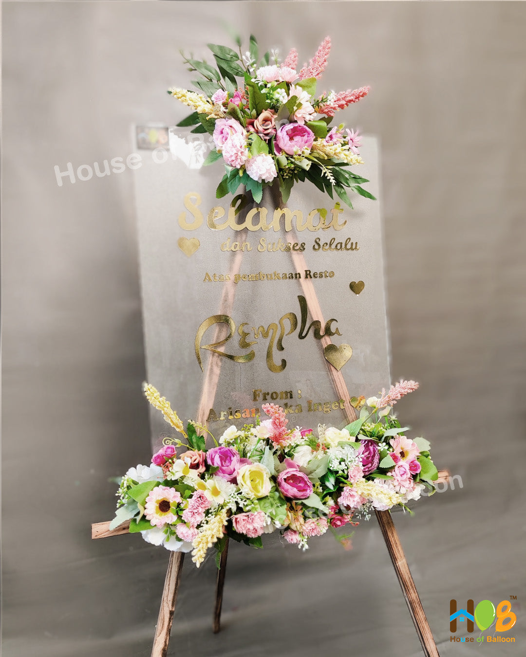 Flower Stand Acrylic - Papan Ucapan Acrylic Bunga