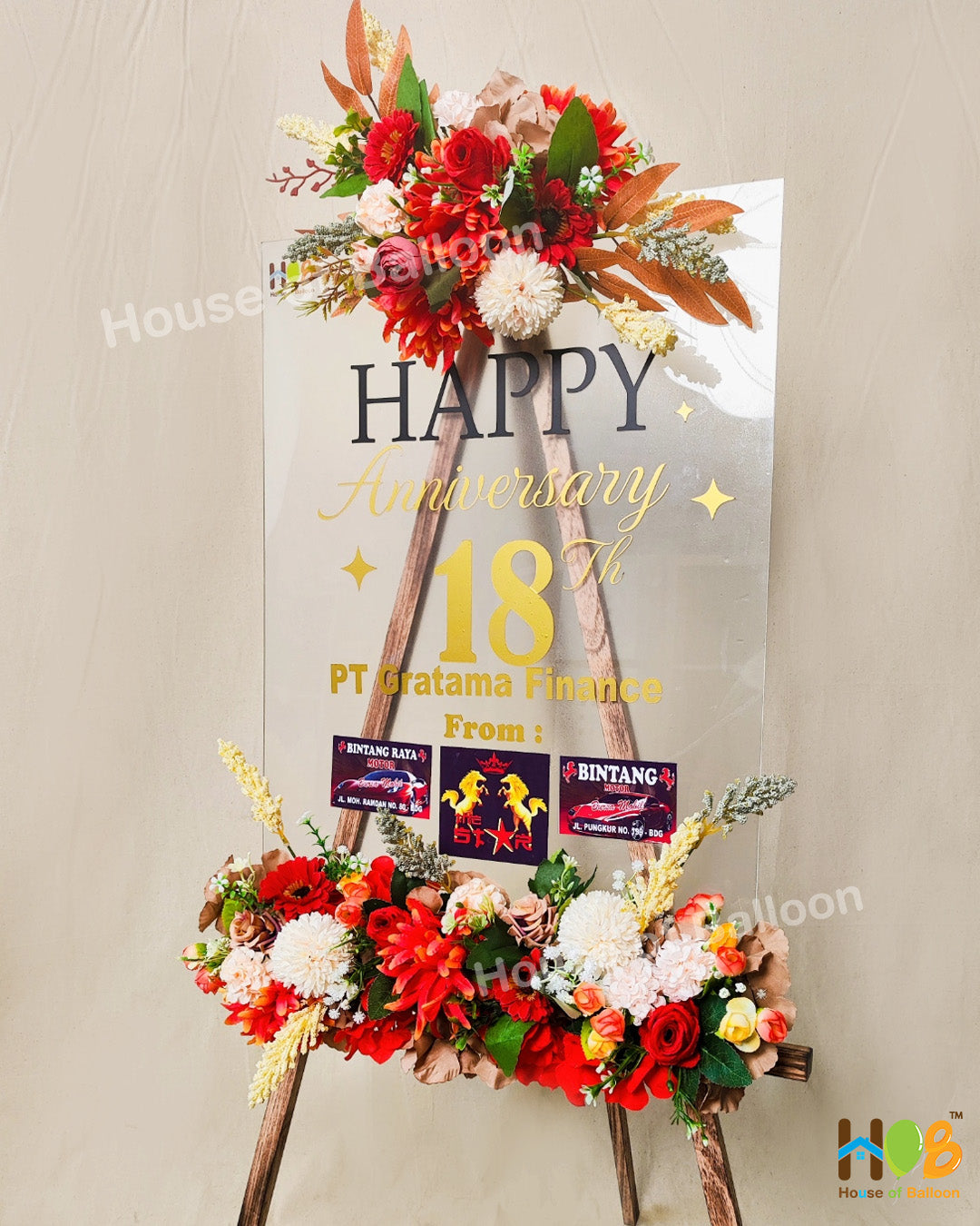 Flower Stand Acrylic - Papan Ucapan Acrylic Bunga