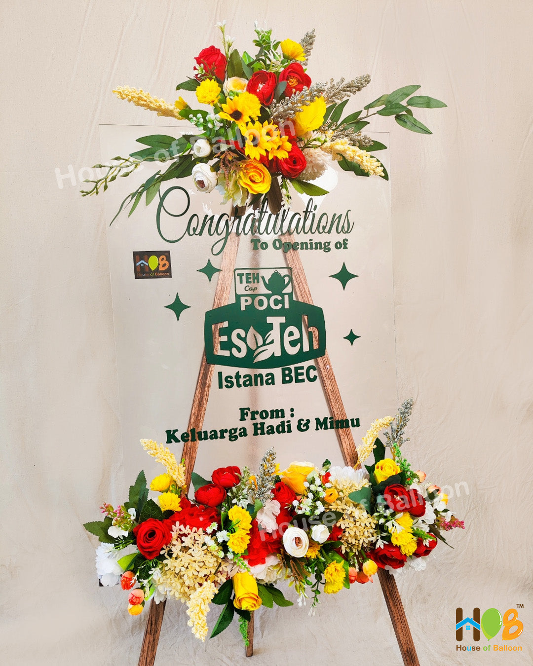 Flower Stand Acrylic - Papan Ucapan Acrylic Bunga