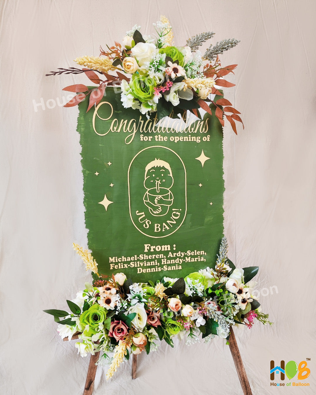 Flower Stand Acrylic - Papan Ucapan Acrylic Bunga