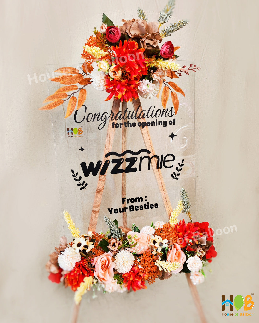 Flower Stand Acrylic - Papan Ucapan Acrylic Bunga