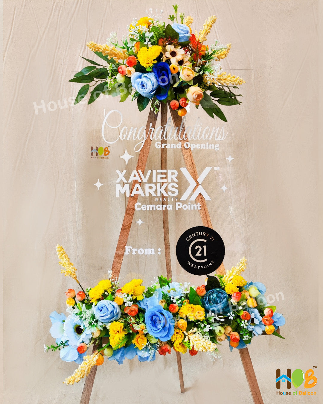 Flower Stand Acrylic - Papan Ucapan Acrylic Bunga