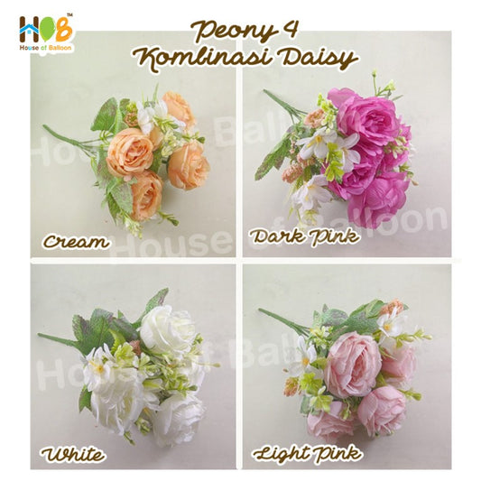 Peony Besar Kombinasi Daisy Bunga Artificial Flower 10 Kuncup